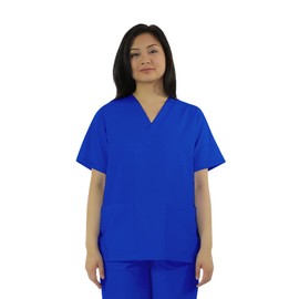 SPECTRUM UNIFORMS Scrub Tops Medical Unisex V-Neck Yoga Soft Fabric Medical Professionals Hospital and Lab Workwear Nurse Top Royal Blue