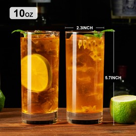 PARACITY Highball Glasses Set of 2, Drinking Glasses 10 Oz, Clear Glass Cups, Tall Tumbler Water Glasses, Glassware Set for Cocktail, Coffee, Mojitos
