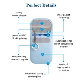 Teskyer Faraday Bag for Car Keys, Keyless Go Protection, Car Key Protection, Signal Blocker Bag, RFID Protection Car Key for Car Keys, Glacier Blue, Pack of 2