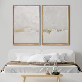 SIGNWIN Framed Canvas Print Wall Art Pastel Grunge Gray Landscape Abstract Shapes Illustrations for Living Room, Bedroom, Office - 24"x36"x2 Natural