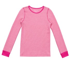 Fruit of the Loom Girls' Premium Thermal Waffle Underwear Set, White/Fuchsia Burst, 14/16