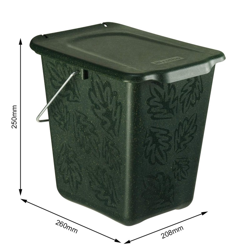 Rotho Greenline compost bin 7 l, plastic (PP), green, 7