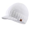 Magracy Mens Winter Hat with Visor and Thick Peak, White