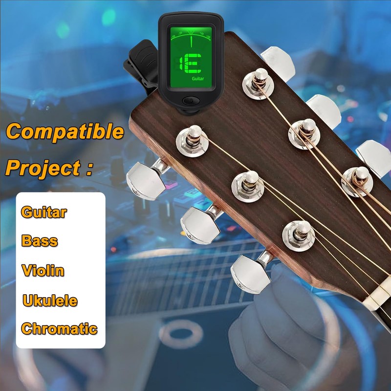 Jinlop Guitar Clip-on Tuner and Capo Set with 5 Picks