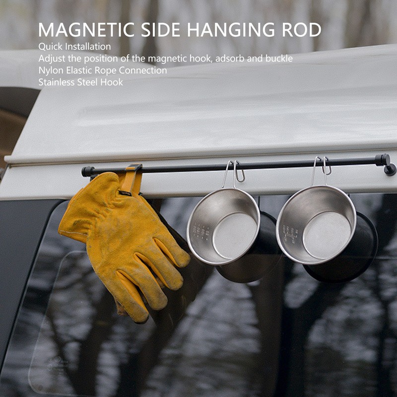 Magnetic Hanging Rod with Hooks Multifunctional Metal Side Suspension Bar