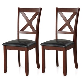 GOFLAME Wood Dining Chairs Set of 2, Upholstered Kitchen Side Chairs with Padded Seat, Rubber Wood Frame, Elegant Hollowed Backrest, Armless Dinette Chairs for Dining Room, Living Room