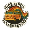 Pride Retro Van with Rainbow Trail Peace & Love 70s