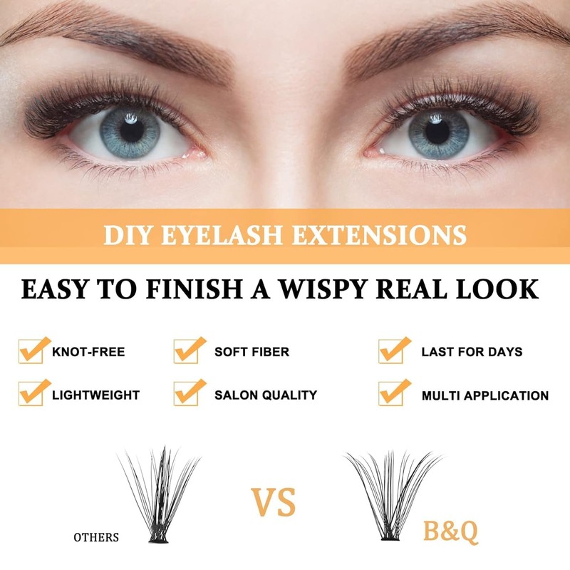 B&Q Individual Eyelash Clusters 280Pcs D Curl 30D 40D Lashes
