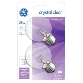 G E Lighting 31106 Traditional Lighting GE2PK25W CLR Globe Lamp, G16.5