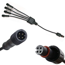 NBWDY Waterproof 1-4 Y Extension Cable Wire Cord Set for Neon LED Boat Drain Plug Underwater Light, Rock Light (1-to-4 Splitter Y Cable Extension Wire)