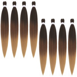 Alrence Pre Stretched Braiding Hair Long Braid 36 Inch 8 Packs Professional Braiding Hair Extensions Synthetic Crochet Twist Braids (36 Inch, 1B/30/27)