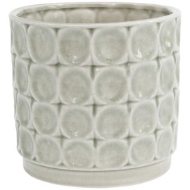 Boston International Embossed Circle Ceramic Planter, Sage Green, Large 7.25"