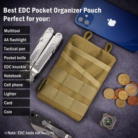 VIPERADE VE3 EDC Tool Pocket Organizer,Small EDC Pocket Organizer Pouch for Men,Small Multitool Organizer Pouch EDC Nylon Tool Pouch Sheath Pouce for Small Flashlight EDC Multitools Pen Notebook(Tan)