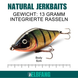 ELBFANG Jerkbait Set - Jerkbait Pike - Jerk Wobbler - Pike Bait (3 Pieces/Box / 60 mm / 13 g)