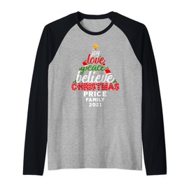 Custom family Christmas matching name Price Raglan Baseball Tee