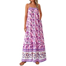 BTFBM Casual Women Summer Maxi Dresses 2025 Loose Sleeveless Sundress Spaghetti Strap Boho Long Dress Vacation(Light Purple,Medium)