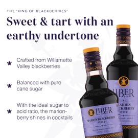 Liber & Co. Marion Blackberry Syrup - Craft Cocktail Mixer with Premium Oregon Marionberries - Perfect for Bramble Cocktails & Margaritas - Makes 50 Drinks (25.4 oz)