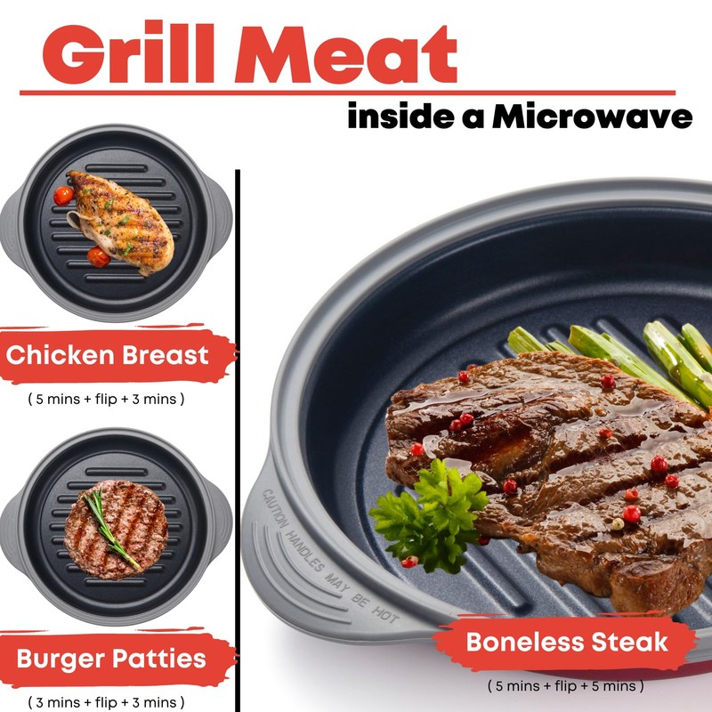 MACONEE Microwave Grill Pan | Microwave Griller, Griddle & Crisper