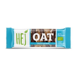HEJ Oat Choco Coconut | veganer, schokoladiger Müsliriegel mit Nussmus & gesüßt mit Reissirup, Dattelpaste | Haferriegel Snack mit 40% weniger Zucker, glutenfrei, bio | 12 Hafer-Müsliriegel x 45 g