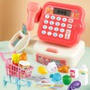 Children's cash register toy with calculator function, scanner, toy grocery