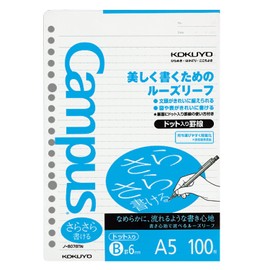 Kokuyo No-807BTN Campus Loose Leaf, Smooth Writing, Dotted Rule, A5, B Rule, 100 Sheets