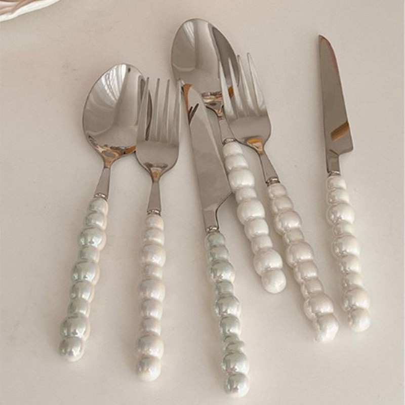 Luxury Pearl Cutlery Set, 304 Stainless Steel Utensils, Fine Polished,