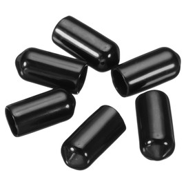MECCANIXITY Bottle Pour Caps 7mm Inner Dia. Round Rubber End Cap Pourer Spout Dust Cover, Black Pack of 48