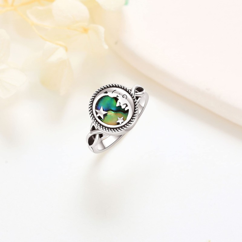 Moon and Star Urn Ring for Ashes 925 Sterling Silver