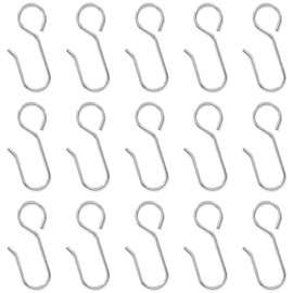 Auvotuis 50Pcs Curtain Track Hooks, Stainless Steel Small Curtain Hooks S Shaped Metal Curtain Wire Hooks for Ceiling Curtain Drape, Pin-On Drapery