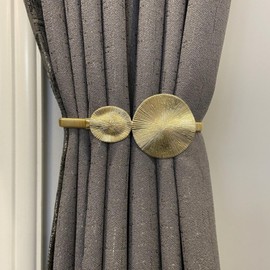 Uoocg Pack of 2 Curtain Tiebacks Gold Metal Modern Curtain Buckle Curtains Accessories for Indoor Living Room Bedroom (Lotus Leaf)