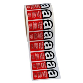 Labelident Hazardous Substance Labels for Asbestos Products – 25 x 60 mm – Polyethylene, Red/Black – 500 Hazardous Goods Stickers on 1 Roll