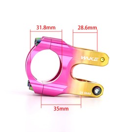 CYSKY 31.8 Stem 35mm 0 Degree MTB Short Stem Mountain Bike Stem Handlebar Riser 1-1/8 for Most Bicycle, Road Bike, MTB, Downhill, BMX, Cycling (Pink & Gold)