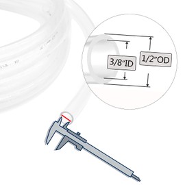 3/8’’ ID × 1/2’’ OD - 10 ft Clear Plastic Vinyl Tubing, Flexible PVC Hose Lightweight BPA Free and Non-Toxic vinyl Tube for Transfer Water Air Oil