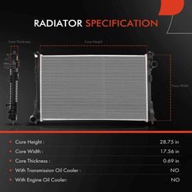 A-Premium Engine Coolant Radiator Assembly Compatible with Ford Taurus 2013 2014 2015 2016 2017 2018 2019 V6 3.5L, FWD, Naturally Aspirated