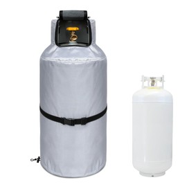 40 lb Propane Tank Cover, Thickened Built-in Anti-Freezing Felt Openable top, Waterproof, Dustproof, UV-Resistant and Frost-Resistant for 40 Gallon Propane Tank Outdoor Protection, Silvery