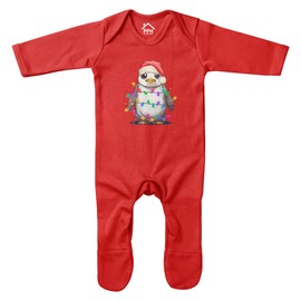Christmas Penguin Romersuit Baby Boy Girl Xmas Wildlife Babies Sleepsuit, 6-12 Months, Red