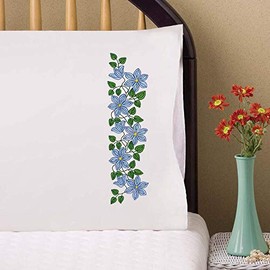 Tobin Blue Floral Stamped for Embroidery Pillowcases