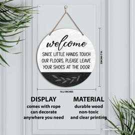 Please Remove Your Shoes Hanging Sign, Since Little Hands Touch Our Floors Sign, Take Your Shoes Off Wall Decor No Shoes Wooden Hanging Sign for House Home Front Door Office