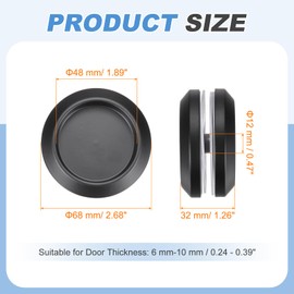 PATIKIL Round Sliding Glass Door Handle, 304 Stainless Steel Back-to-Back Bathroom Door Handles Pull Knob 2.7" OD with Screw for Shower Balcony Office Sliding Doors, Black