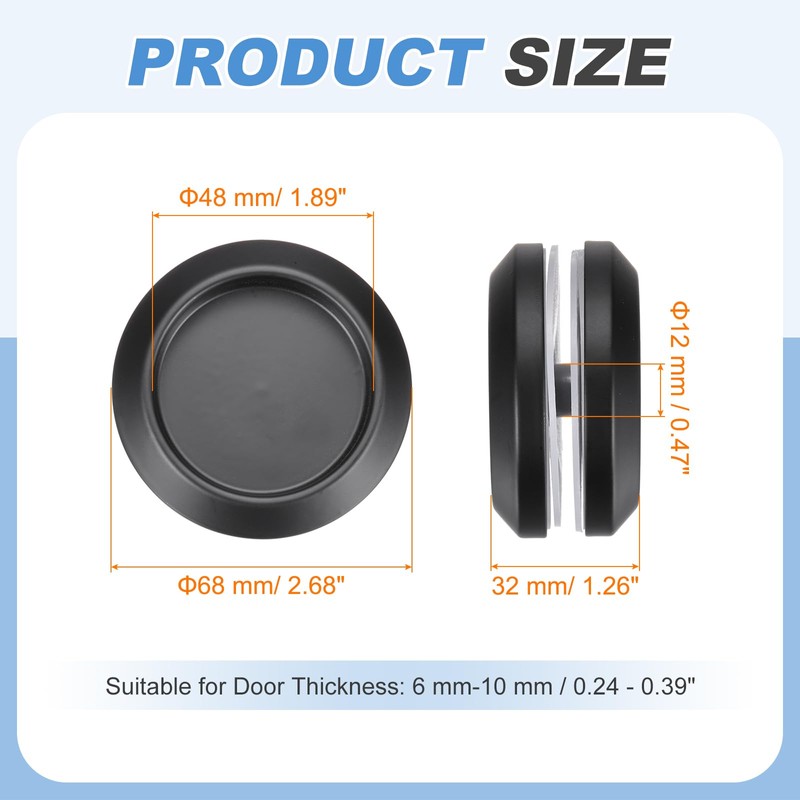 PATIKIL Round Sliding Glass Door Handle, 304 Stainless Steel Back-to-Back