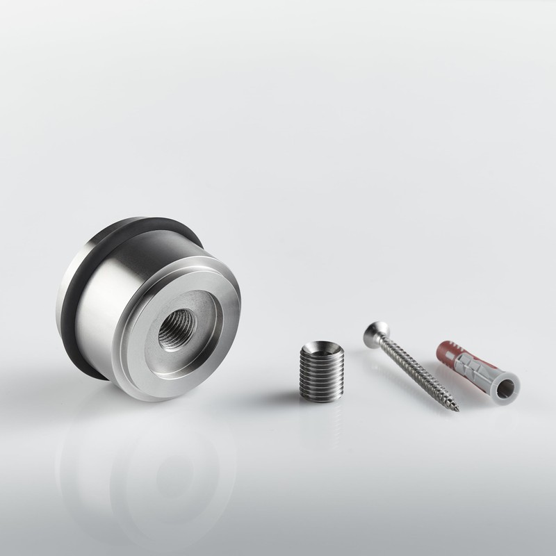 Door Stop for Floor Mounting, Solid Stainless Steel, Diameter 5.4