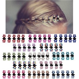 Belicia Hair Claw Clips, 12 pcs Mini Hair Clips No-Slip Grip Jaw Clips Glitter Teeth Clips Rhinestone Hair Clips Metal Clamps Mix Colored Flower Hair Accessories for Women Girls