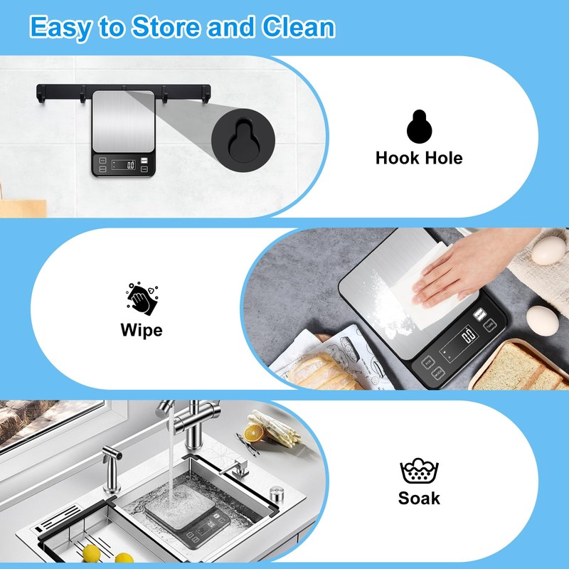 22lb Waterproof IPX67 Kitchen Scale with 0.1g/0.001oz High Precision, Diyife