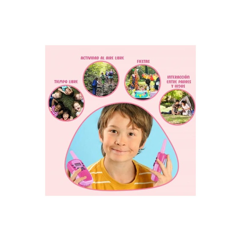 Walkie Talkies para Niños 2 Unidades, con Linterna y LCD