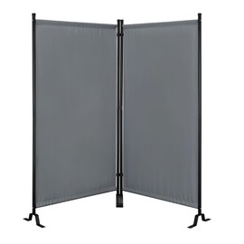 Proman Products - Galaxy II Section Divider, Water Repellent Fabric Room Divider with Black Powder Coated Metal Frame for Indoors or Outdoors, Large 74.25” Width (Grey)
