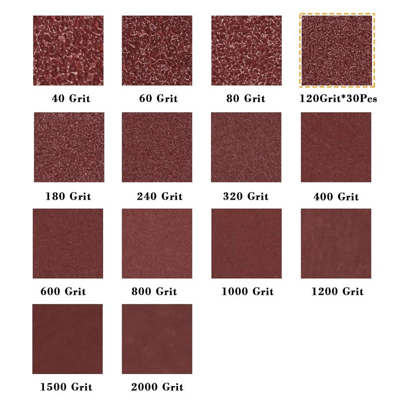 SPEEDWOX 30 Pcs Hook and Loop Triangle Sandpaper 120 Grit