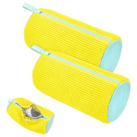 Beifon Shoe Bag Washing Machine Shoe Wash Bag Laundry Bag Laundry Net Shoes Laundry Bag with 360° Cleaning Fluff and Zip Shoe Bag for Washing Machine and Dryer (2 x Yellow)