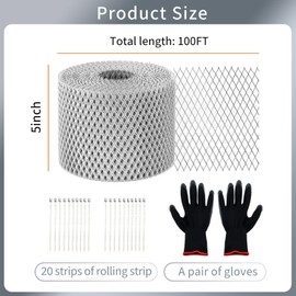 5inch X 100ft Flat Aluminum Gutter Protection Gutter, Covers Gutter Screen, DIY Aluminum Leaf Filter Rainwater, Gutter Guards, Used for Filter Roof Tree Branches and Leaves (Silver)