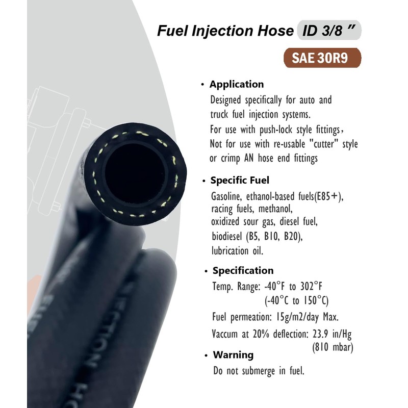 SAE 30R9 Fuel Line Hose 3/8 Fuel injection hose 5FT