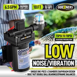 [Upgraded Version] RV Fresh Water Pump, 12V DC Water Pump, 6GPM 70PSI Self-Priming Diaphragm Water Pump with Pressure Switch and Strainer for RV, Marine, Yacht, Caravan